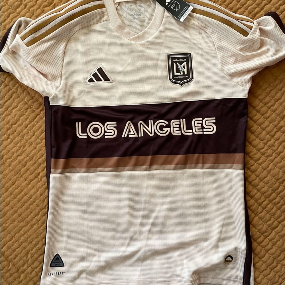 Adidas LAFC Soccer Jersey - Cream and Brown